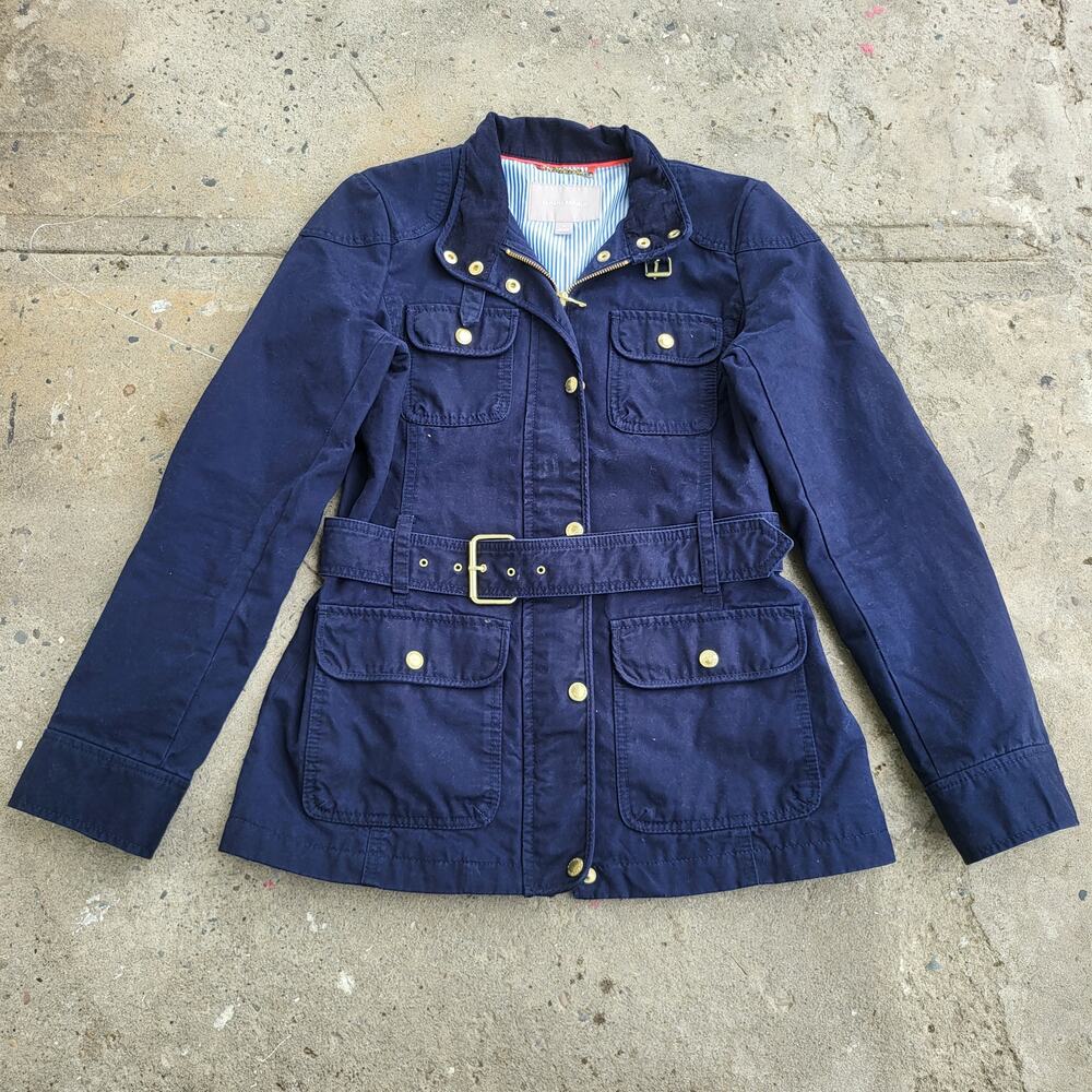 Banana Republic Military Coat Size S Blue Lined Belted Jacket Urban Preppy Fall